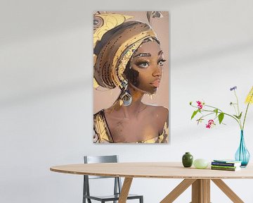 Illustration d'une princesse africaine sur Emiel de Lange