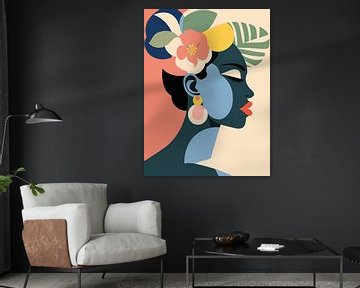 African Woman with Flowers, Abstract and Modern by Caroline Guerain