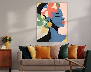 African Woman with Flowers, Modern by Caroline Guerain