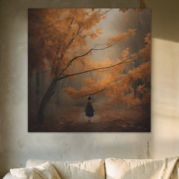 Het meisje in het herfstbos