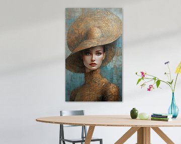Portrait, femme avec chapeau