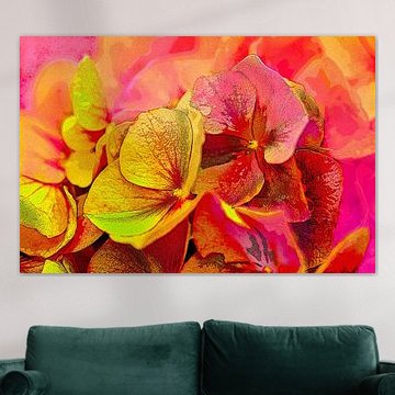 Neon-Kunst. Hortensie. 1 von Alie Ekkelenkamp