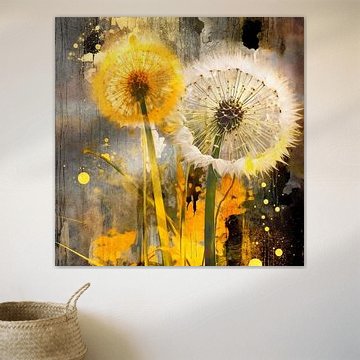 Bloemenfantasie: abstracte paardenbloemkunst met een rustiek tintje van Floral Abstractions