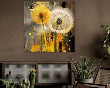 Bloemenfantasie: abstracte paardenbloemkunst met een rustiek tintje van Floral Abstractions