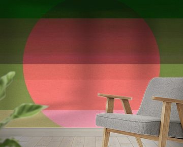 Neon-Kunst. Bunte minimalistische geometrische abstrakte in rosa, grün und beige.