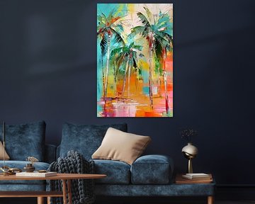 Playful Paradise Imagination Palm Trees and Colourful Stripes by Color Square