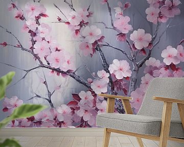 Ruhige Schönheit Kirschblüten in Tintenkontemplation von Color Square