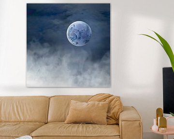 Mond aus Delfter Porzellan blau. von Alie Ekkelenkamp