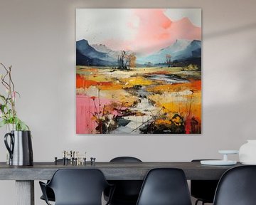 Paysage moderne et abstrait aux couleurs pastel sur Studio Allee