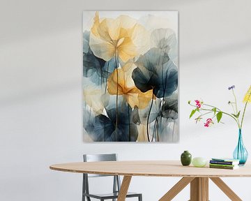 Motif floral de fleurs noires et jaunes sur Dunto Venaar