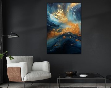 Surf of the Sea in blue and gold. Wave by Dunto Venaar