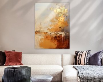 Abstract Sailboat in the fog in amber and gold by Dunto Venaar