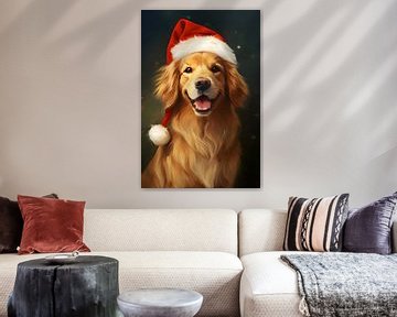 Golden Retriever Christmas Portrait by But First Framing