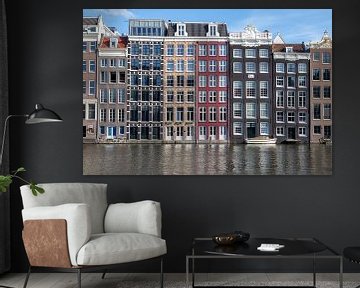Amsterdam - Maisons colorées sur le Damrak sur t.ART