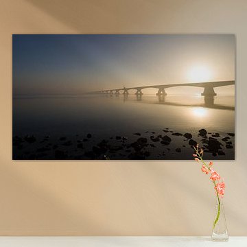 Zeeland bridge in the morning mist