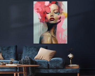 Pop of colour, abstract portrait by Carla Van Iersel