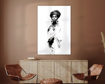 portrait en noir et blanc femme africaine sur PixelPrestige