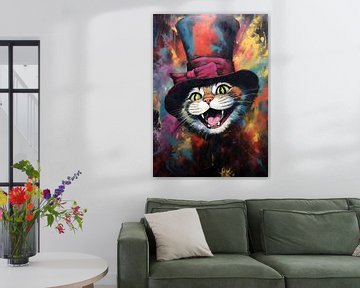 Katze mit Hut, bunt von Shine by Nous