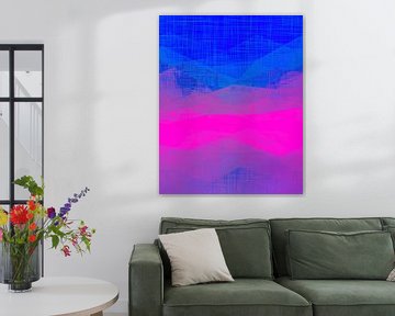 Morning Mist een moderne pop-art expressionist in blauw roze van FRESH Fine Art