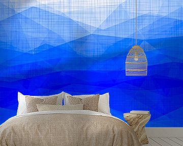 Morning Mist een moderne pop-art expressionist in blauw