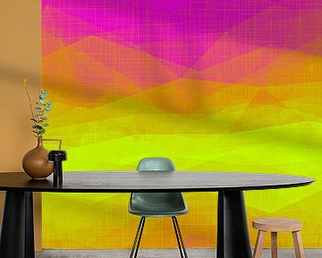 Morgennebel ein moderner Pop Art Expressionist in Gelb Pink von FRESH Fine Art