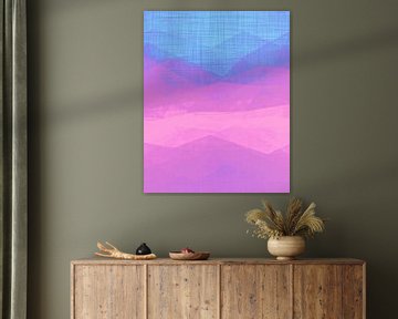 Morgennebel ein moderner Pop Art Expressionist in Pink Blau von FRESH Fine Art