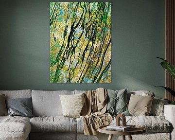 Algues dans la mer d'or un expressionniste moderne de la nature en vert or sur FRESH Fine Art