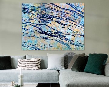 Golden Sea a Modern Nature Expressionist in Blue Gold by FRESH Fine Art