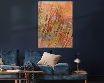Corals in the Golden Sea a Modern Nature Expressionist in Red Gold Grey by FRESH Fine Art