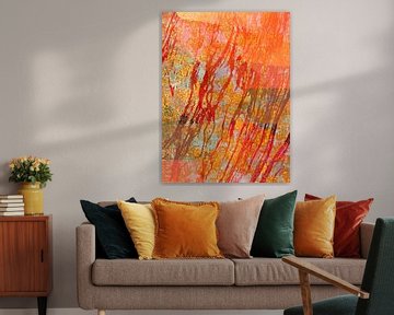 Corals in the Golden Sea a Modern Nature Expressionist in Red Gold Brown by FRESH Fine Art