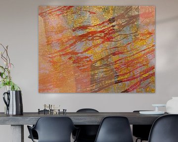 Corals in the Golden Sea a Modern Nature Expressionist in Red Gold Beige by FRESH Fine Art