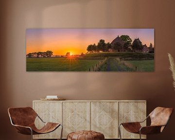 Panorama van een zonsopkomst in Ezinge van Henk Meijer Photography