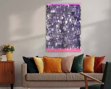 Moderne abstracte kunst. Organische vormen in pastel en neon paars en roze van Dina Dankers