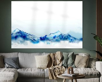 Blaue Japanische Berge von FRESH Fine Art