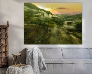 Banaue: Rijstvelden- en Terrassen in Filipijnen Schilderij (Canvas) van Surreal Media