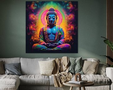 Buddha in neon colours by Bert Nijholt