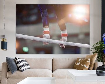 Symbolic image of apparatus gymnastics: close-up of a gymnast on the step beam by Udo Herrmann