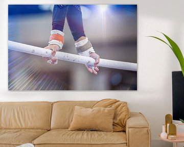 Symbolic image of apparatus gymnastics: close-up of a gymnast on the step beam by Udo Herrmann