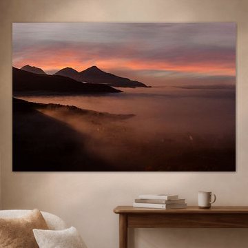 Misty morning sunrise