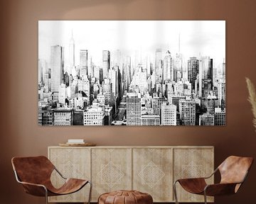 Urban cityscape in black and white New York city by Vlindertuin Art