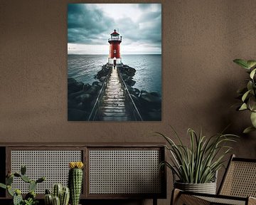 Vuurtoren aan de Noordzee van fernlichtsicht