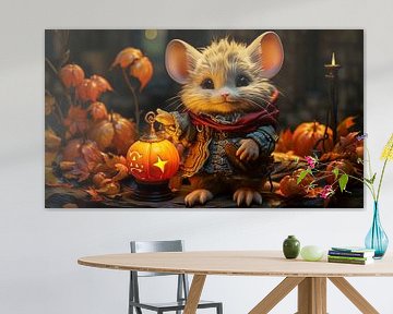 Kleine Muis met een Halloween lantaarn Illustratie van Animaflora PicsStock