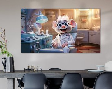 Mäuse Arzt in seinem Arztzimmer am Schreibtisch, Illustration von Animaflora PicsStock