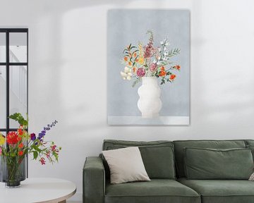 Blumen in Vase, blau von Goed Blauw