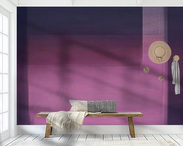 Lichtgevende kleurvlakken. Moderne abstracte kunst in neonkleuren. Paars en roze van Dina Dankers