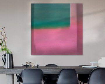 Leuchtende Farbblöcke. Moderne abstrakte Kunst in Neonfarben. grün, rosa, lila von Dina Dankers