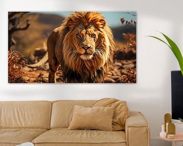 Portrait d'un lion dans la savane en Afrique sur Animaflora PicsStock