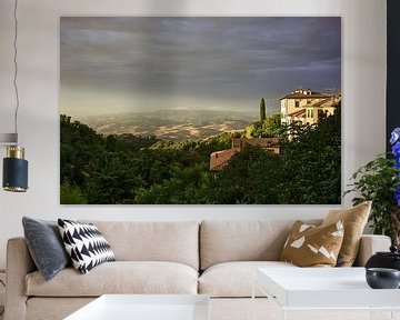 Zonsondergang bij Volterra, Toscane (Italiè)