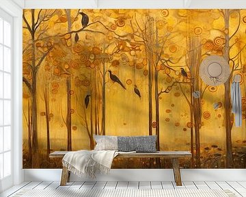 Golden Forest with Birds by Whale & Sons