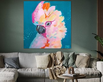 Pink parrot bird by ATELIER KAMILA MATKOWSKA